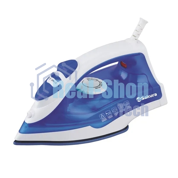 Утюг Sakura SA-3062CBL белый/синий, 1800 Вт, 35 г/мин, 100 г/мин, 220 мл