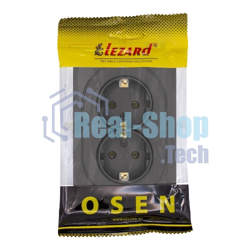 Розетка 2-м LEZARD СП OSEN с заземл. ПБТ, механизм, черный бархат 743-4200-127B