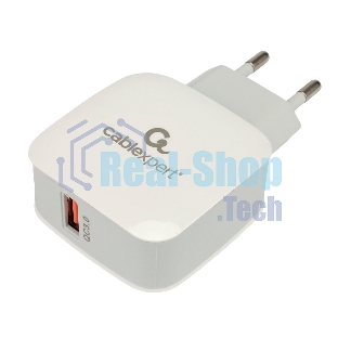 Сетевое зарядное устройство Cablexpert MP3A-PC-40, 18Вт, 3А, быстрая зарядка QC3.0, 1 порт USB, белый, пакет