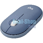 Мышь беспроводная Logitech Pebble M350 синий, 1000 dpi, радиоканал, Bluetooth, USB, кнопки - 3