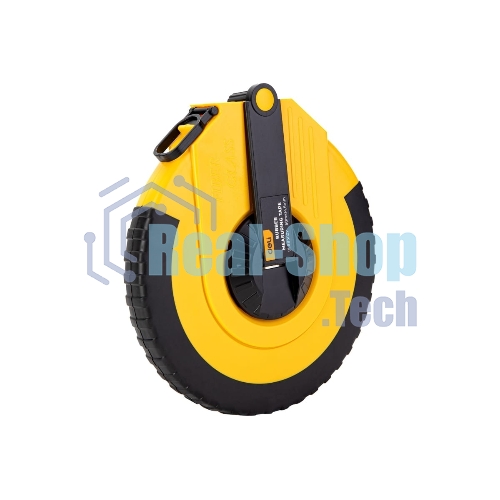 Мерная лента Deli DL9850ZY 50м x 14.5мм Ударопрочный корпус. Основной класс точности. Метрическое полотно из стекловолокна и ПВХ.