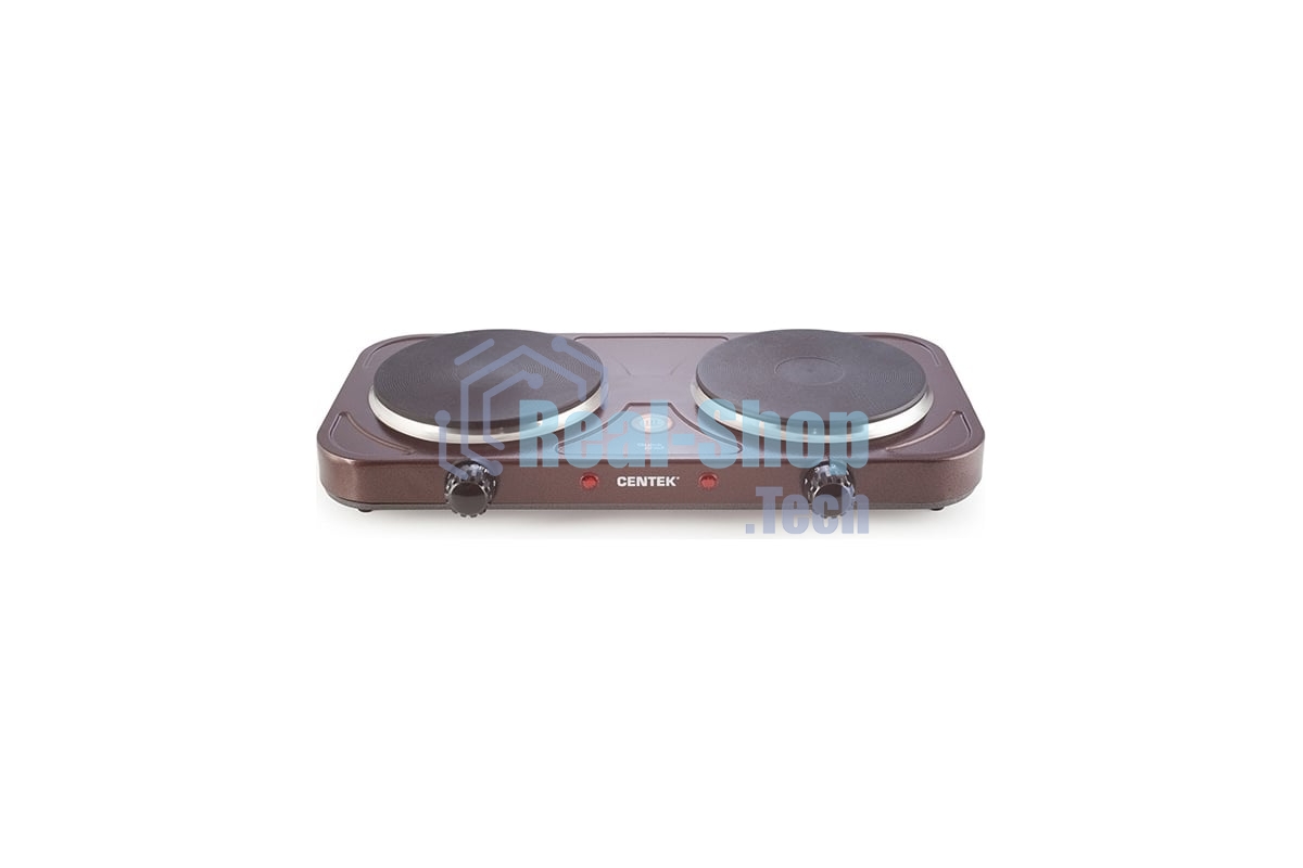 Плита настольная электрическая Centek CT-1507 Siberia коричневый, 2 кВт, ТЭН, конфорки - 2, эмаль, поворотные переключатели