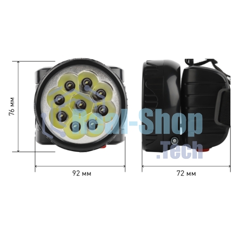 Фонарь налобный ЭРА светодиодный Трофи TG9 ударопрочный, 9 LED, 2 режима, аккумуляторный, черный