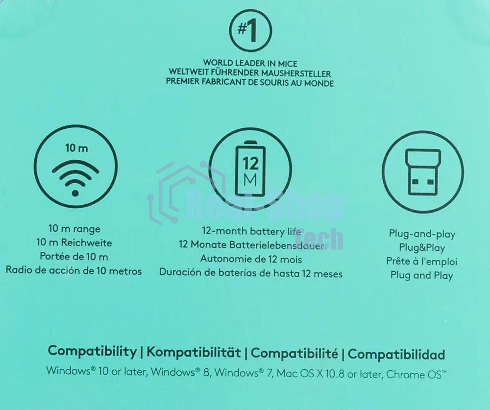 Мышь беспроводная Logitech M171 синий, 1000 dpi, радиоканал, USB, кнопки - 3