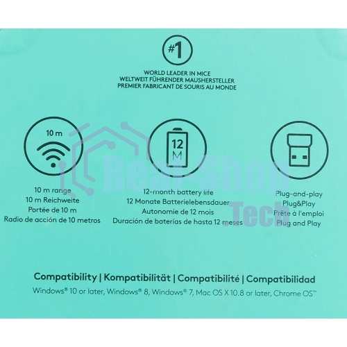 Мышь беспроводная Logitech M171 синий, 1000 dpi, радиоканал, USB, кнопки - 3