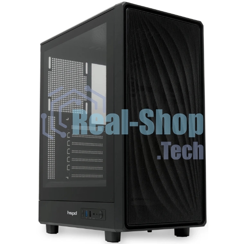 Компьютерный корпус без блока питания HSPD M510, Mesh Mid Tower, черный, TG, 0.5 SPCC, no fans ATX, mATX, mITX 180/280/160мм 1x2.5