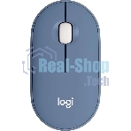 Мышь беспроводная Logitech Pebble M350 синий, 1000 dpi, радиоканал, Bluetooth, USB, кнопки - 3