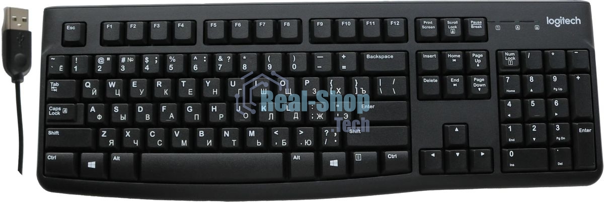 Клавиатура проводная Logitech K120 for business, USB черный (неоригинальная гравировка)