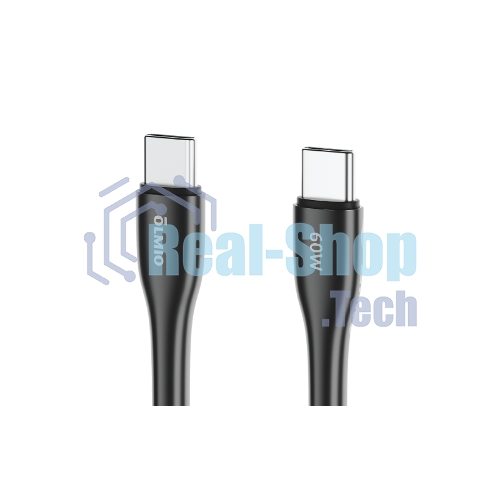 Кабель OLMIO STYLE, Type-C - Type-C, 60W, 1.2м, тканевая оплетка, черный