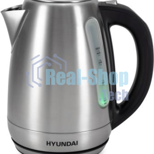 Чайник электрический Hyundai HYK-S8408 1.7 л, 2200 Вт, серебристый матовый/черный (корпус: нержавеющая сталь)