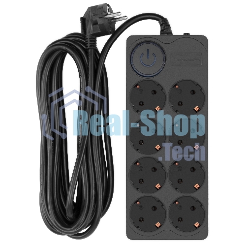 Сетевой фильтр Ippon BK-8-EU-5-16-B 5м (8 розеток) черный (коробка)