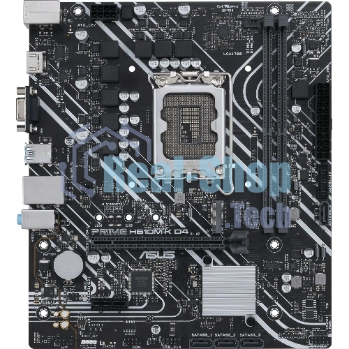 Материнская плата ASUS PRIME H610M-K D4, LGA 1700, Intel H610, 2xDDR4, 4xSATA, 1xM.2, 1xPCIe 4.0 x16, 1xPCI, 1xHDMI, 1xVGA, 1x 1Gb LAN, 2xUSB-A 2.0, 2xUSB-A 3.2 Gen 1, 3x3.5 мм, 7.1, mATX