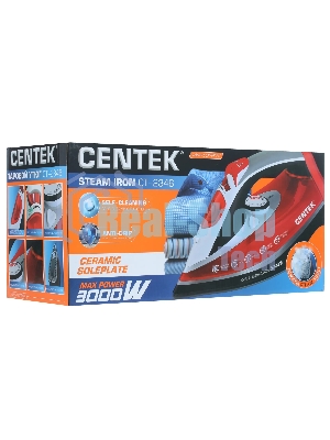 Утюг Centek CT-2346 красный/черный/белый, 3000 Вт, 45 г/мин, 190 г/мин, 380 мл