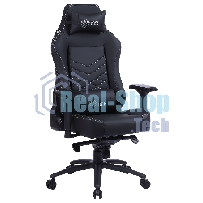 Кресло Cactus CS-CHR-0112BL-M черный, экокожа, 120 кг, подголовник, регулируемые подлокотники, механизм качания