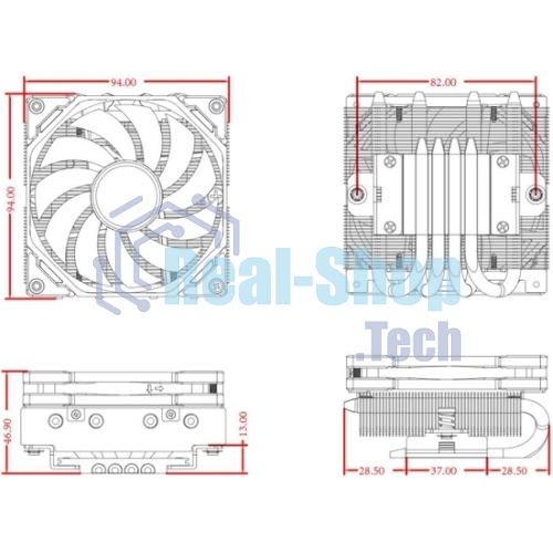 Кулер для процессора ID-COOLING IS-40-XT черный 92мм алюминий/медь 2800rpm 35.2db 4-pin 95W 47мм
