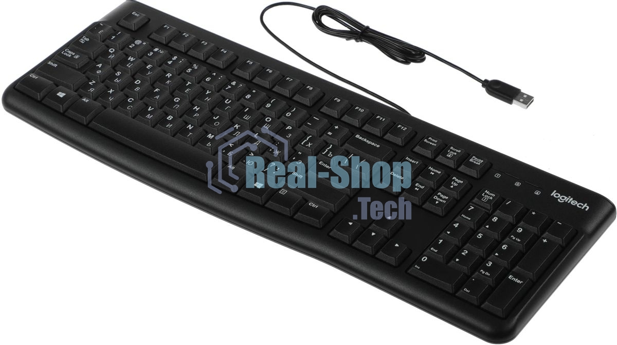 Клавиатура проводная Logitech K120 for business, USB черный (неоригинальная гравировка)