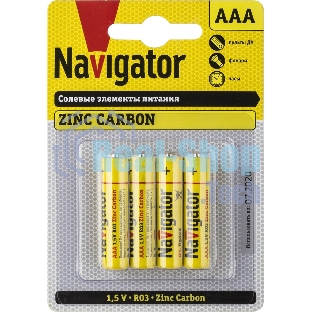 Элемент питания Navigator NBT-NS-R03-BP4, 1.5 В