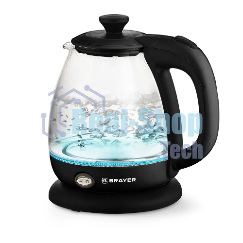 Чайник электрический BRAYER BR6106, 1100 Вт, 1 л, стеклянный, автоотключение, подсветка, черный