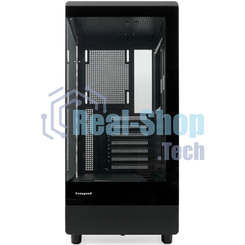 Компьютерный корпус без блока питания HSPD F510, Panoramic Mid Tower, черный, TG, 0.5 SPCC, no fans ATX, mATX, mITX 180/280/160мм 1x2.5