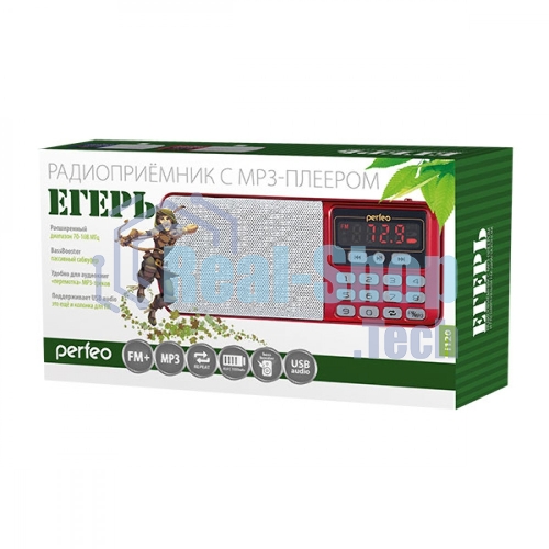 Радиоприемник цифровой Perfeo ЕГЕРЬ FM+ 70-108МГц/ MP3/ питание USB или BL5C/ красный(i120-RED)	