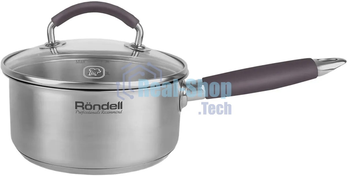 Ковш Rondell Akzent RDS-1386, 1.3 л, с крышкой, стальной