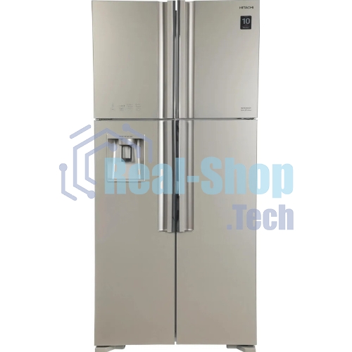 Холодильник Hitachi R-W660PUC7X GC шампань стекло двухкамерный 396/144л морозилка сверху, No Frost, Side by Side