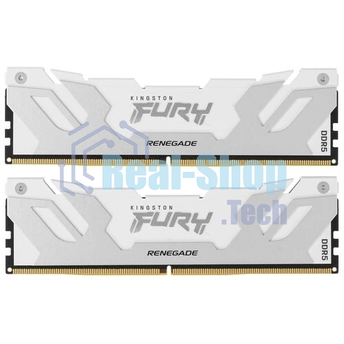 Оперативная память Kingston Fury Renegade, DDR5, 32Gb (2x16GB), 7600MHz, CL38, DIMM, с радиаторами, белый/серебристый