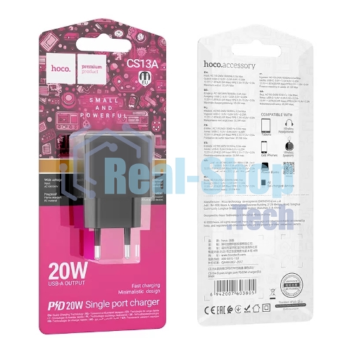 Сетевое зарядное устройство HOCO (6942007603805) CS13A 1USB 3.0A PD 20W