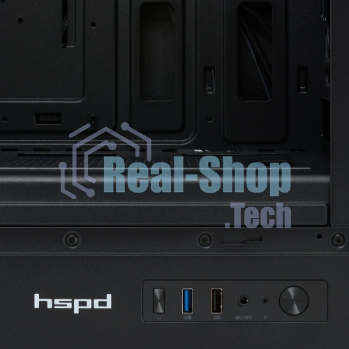 Компьютерный корпус без блока питания HSPD M510, Mesh Mid Tower, черный, TG, 0.5 SPCC, no fans ATX, mATX, mITX 180/280/160мм 1x2.5