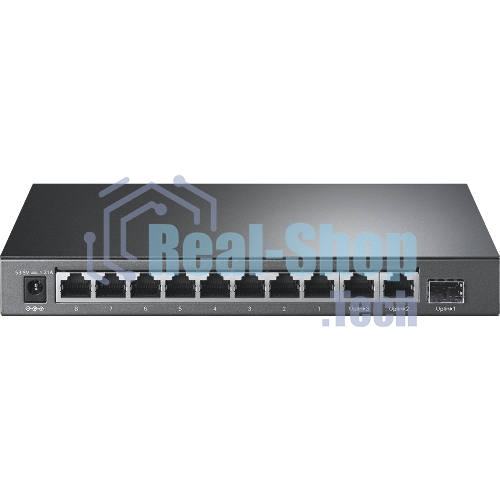 Настольный коммутатор TP-Link TL-SL1311P, 8 портов 10/100 Мбит/с с поддержкой PoE+, 2 гигабитных порта без поддержки PoE, 1 порт SFP, 802.3af/at, бюджет PoE — 65 Вт, стальной корпус