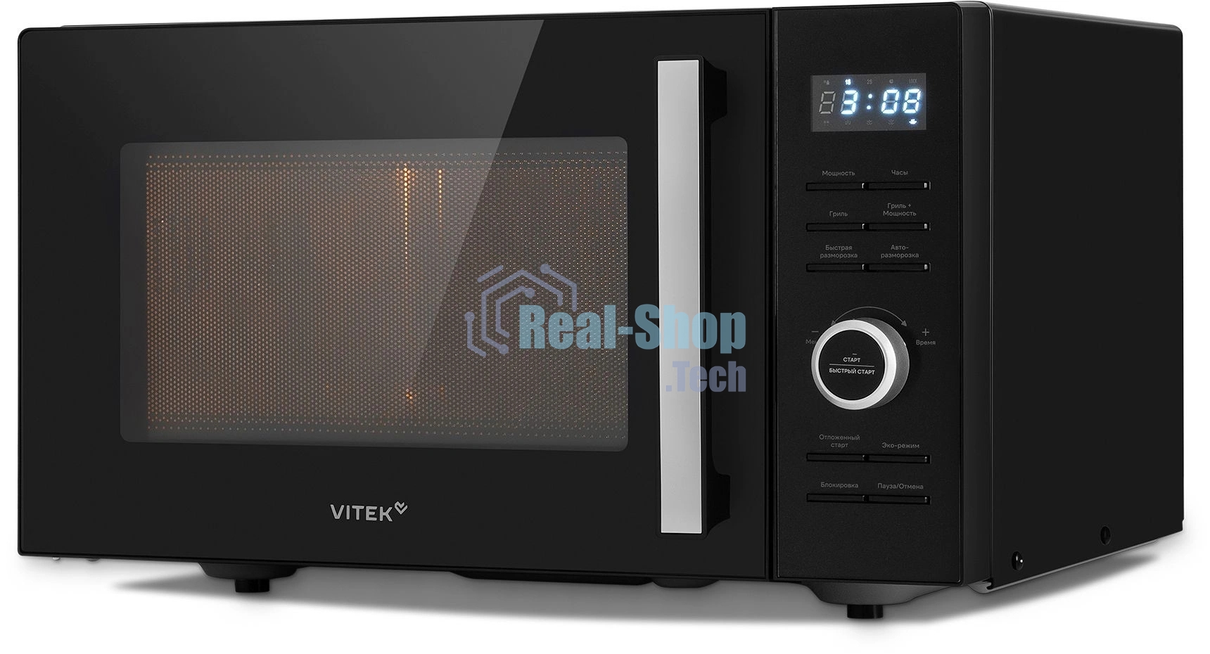 Микроволновая печь Vitek VT-MW1725 черный, 25 л, 900 Вт, переключатели - кнопки, поворотный механизм