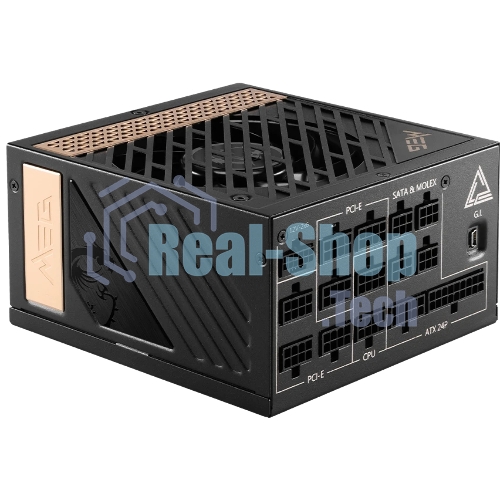 Блок питания MSI MEG Ai1300P (306-7ZP4A11-CE0), 1300Вт, 80 PLUS Platinum, 120мм, модульный, черный/золотой