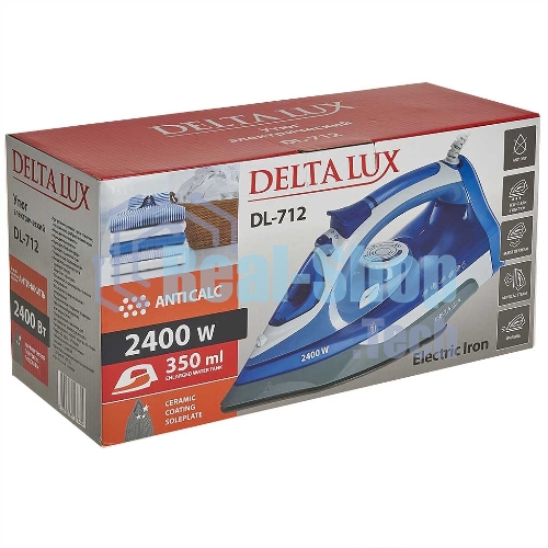 Утюг Delta LUX DL-712 белый с синим, 2400 Вт, 30 г/мин, 150 г/мин, 350 мл