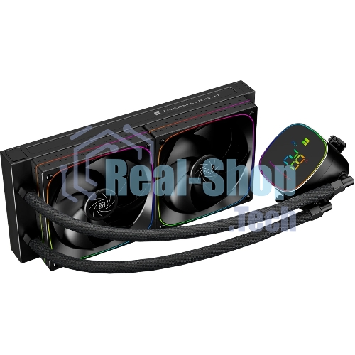 Система жидкостного охлаждения Thermalright Frozen Horizon 240 Digital (240мм, LED temp., Black, ARGB/Fans: 2x120мм, 68.9CFM, 28.2dBA, 2000RPM/Pump height 53.2мм, Rad thickness 27мм/S: 1700, 1200, 1851, 115X, AM5, AM4)
