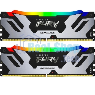 Оперативная память Kingston Fury Renegade, DDR5, 96Gb (2x48Gb), 6400MHz, CL32, DIMM, с радиатором, RGb, серебристый