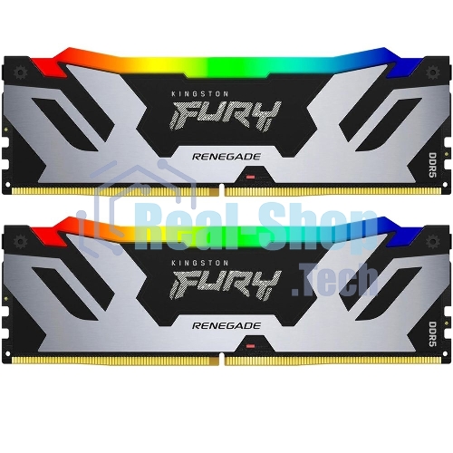 Оперативная память Kingston Fury Renegade, DDR5, 96Gb (2x48Gb), 6400MHz, CL32, DIMM, с радиатором, RGb, серебристый