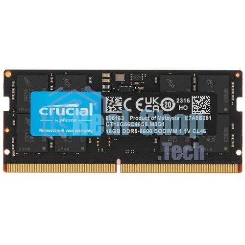 Оперативная память Crucial DDR5, 16GB (1x16 GB), 5600 MHz, CL46, SO-DIMM