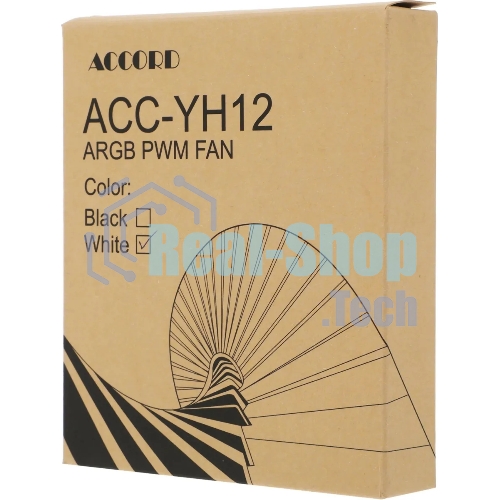 Вентилятор для корпуса Accord ACC-YH12 ARGb 120х120x25 белый 4-pin 27дБ (ACC-YH12 ARGb белый) brown box