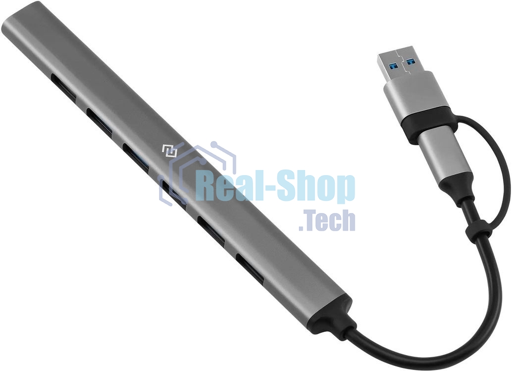 USB-концентратор Digma DHUB-7USB-AC-2.0, USB-C + USB-A, USB 2.0 7 портов, USB