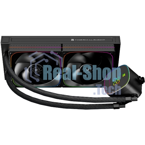 Система жидкостного охлаждения Thermalright Frozen Horizon 240 Digital (240мм, LED temp., Black, ARGB/Fans: 2x120мм, 68.9CFM, 28.2dBA, 2000RPM/Pump height 53.2мм, Rad thickness 27мм/S: 1700, 1200, 1851, 115X, AM5, AM4)