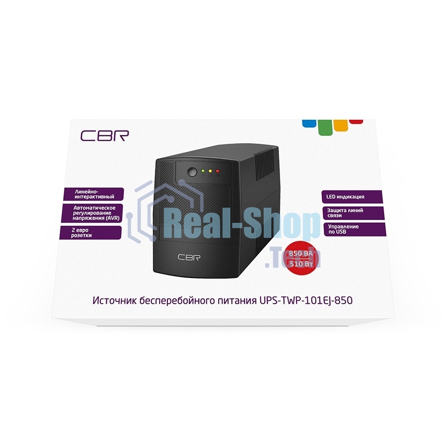 Источник бесперебойного питания CBR UPS-TWP-101EJ-850/850 ВА/510Вт/2xSchuko CEE 7
