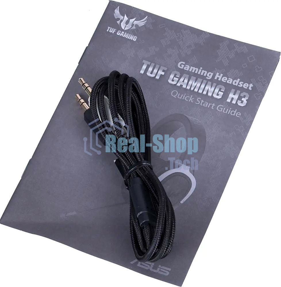Гарнитура ASUS TUF Gaming H3 чёрный/серый, проводная, mini jack 3.5 мм, регулятор громкости, отключаемый микрофон