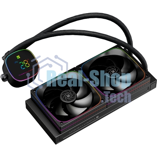 Система жидкостного охлаждения Thermalright Frozen Horizon 240 Digital (240мм, LED temp., Black, ARGB/Fans: 2x120мм, 68.9CFM, 28.2dBA, 2000RPM/Pump height 53.2мм, Rad thickness 27мм/S: 1700, 1200, 1851, 115X, AM5, AM4)