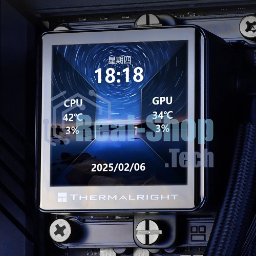 Система жидкостного охлаждения Thermalright Frozen Vision 360 V2 (360мм, LED, Black, ARGB/Fans: 3x120мм, 69CFM, 27dBA, 2150RPM/Pump height 60мм, 23dBA, 3000RPM, Rad thickness 27мм/S: 1700, 1200, 1851, 115X, 2011, 2066, AM5, AM4)