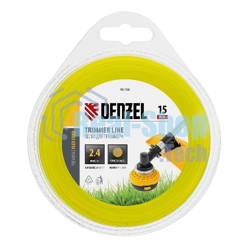 Леска для триммера Denzel FLEX CORD 96108 круглая 2,4 мм х 15 м, блистер