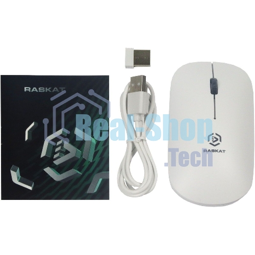 Мышь беспроводная Raskat M003WR белый, 2400 dpi, радиоканал, Bluetooth, USB, кнопки - 3