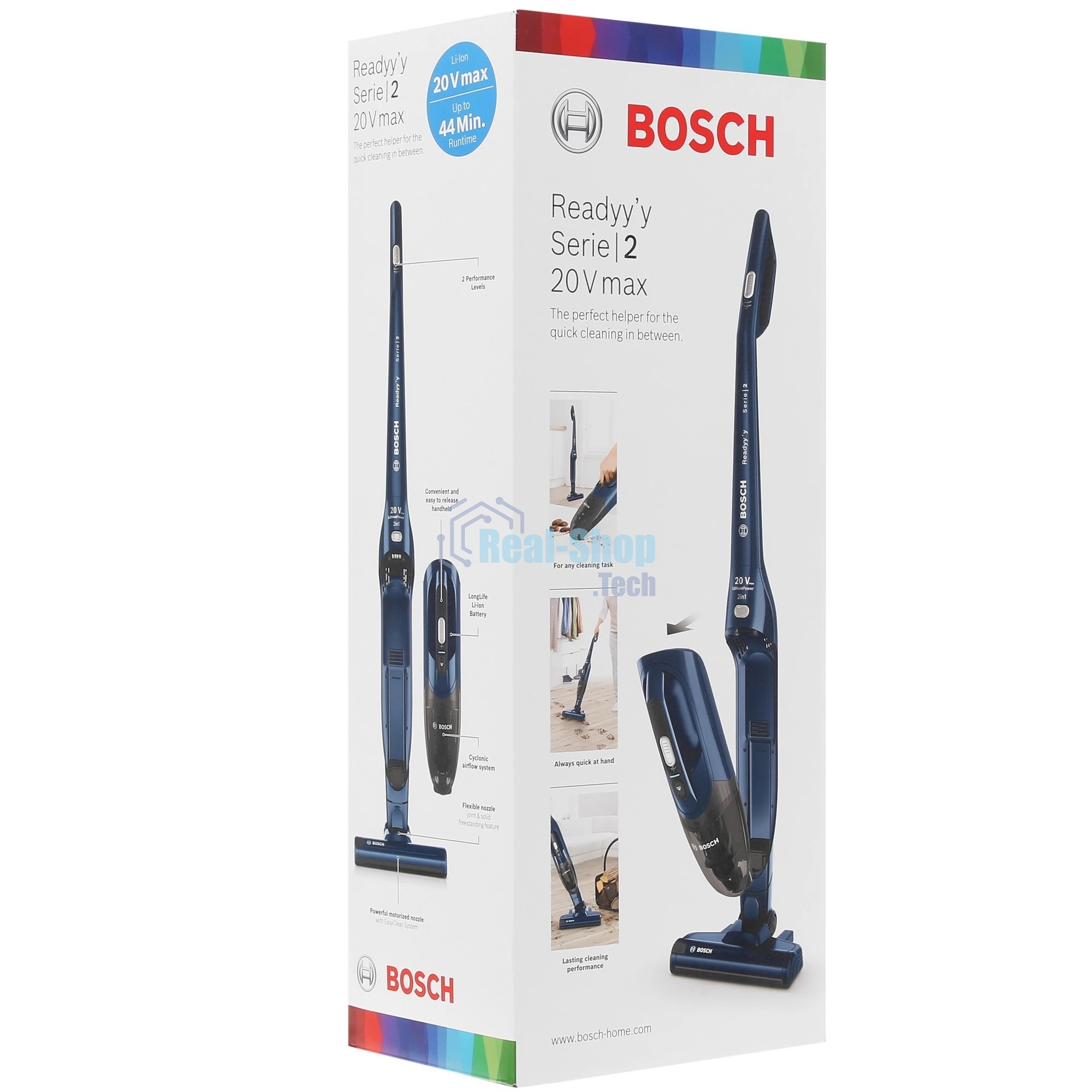 Пылесос вертикальный Bosch BCHF 2MX20 синий, питание от аккумулятора, 150 Вт, уборка сухая, пылесборник 0.4 л