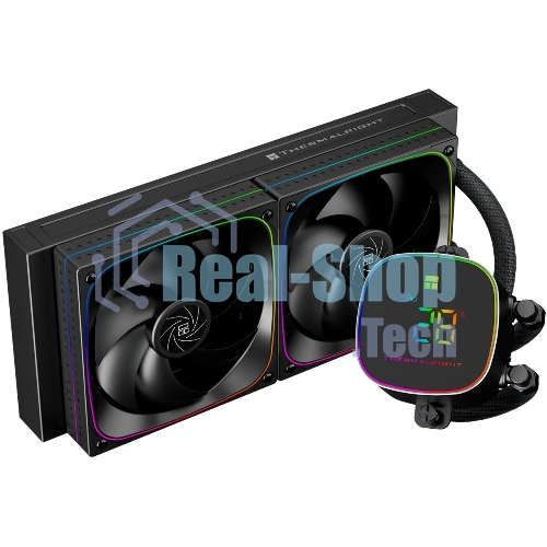 Система жидкостного охлаждения Thermalright Frozen Horizon 240 Digital (240мм, LED temp., Black, ARGB/Fans: 2x120мм, 68.9CFM, 28.2dBA, 2000RPM/Pump height 53.2мм, Rad thickness 27мм/S: 1700, 1200, 1851, 115X, AM5, AM4)