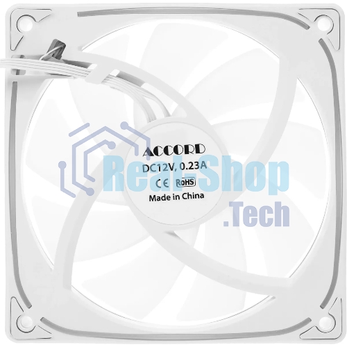 Вентилятор для корпуса Accord ACC-YH12 ARGb 120х120x25 белый 4-pin 27дБ (ACC-YH12 ARGb белый) brown box