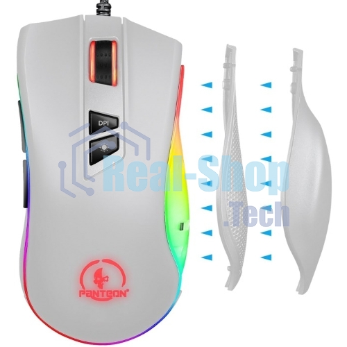 Мышь проводная Jet.A Panteon PS88 белый, 6200 dpi, USB, кнопки - 9